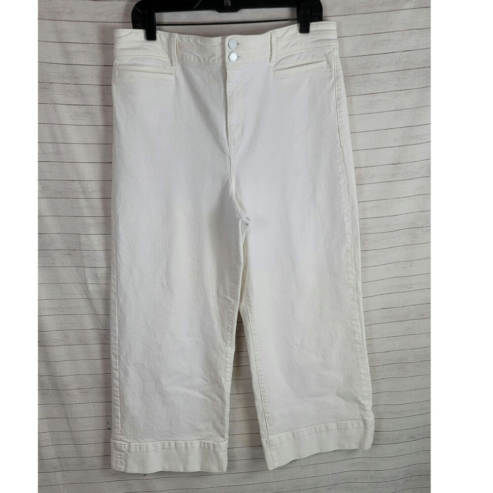 ANN TAYLOR THE WIDE LEG DENIM PANTS IN WHITE, SZ 14